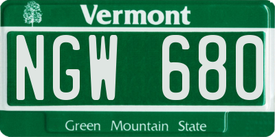 VT license plate NGW680