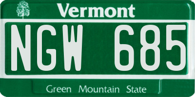 VT license plate NGW685