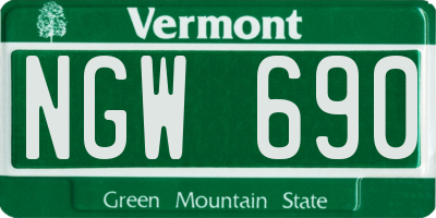 VT license plate NGW690