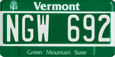 VT license plate NGW692