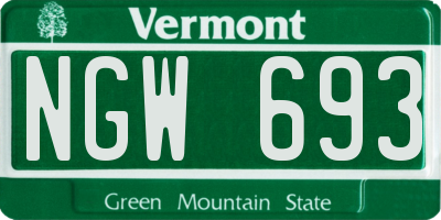 VT license plate NGW693