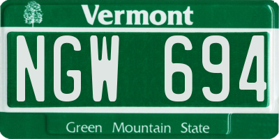 VT license plate NGW694