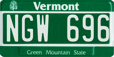 VT license plate NGW696