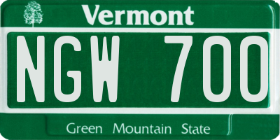 VT license plate NGW700