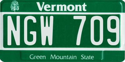 VT license plate NGW709