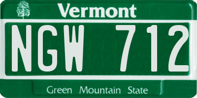 VT license plate NGW712