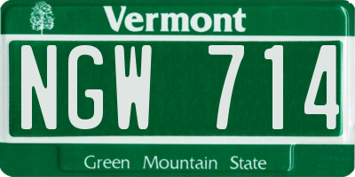 VT license plate NGW714