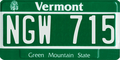 VT license plate NGW715