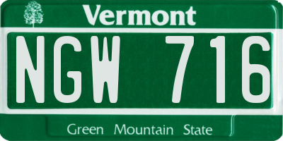 VT license plate NGW716