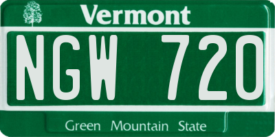 VT license plate NGW720