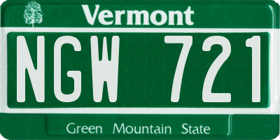 VT license plate NGW721