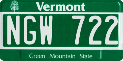 VT license plate NGW722