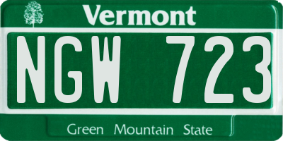 VT license plate NGW723