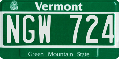 VT license plate NGW724
