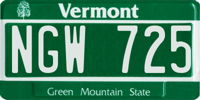 VT license plate NGW725