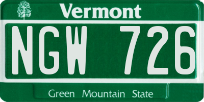 VT license plate NGW726