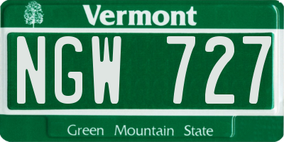 VT license plate NGW727