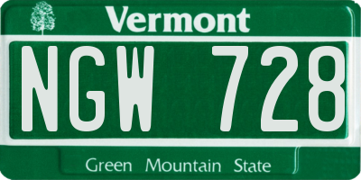 VT license plate NGW728