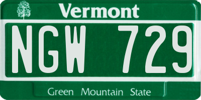VT license plate NGW729