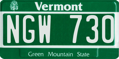 VT license plate NGW730