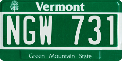 VT license plate NGW731
