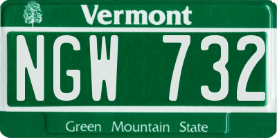 VT license plate NGW732