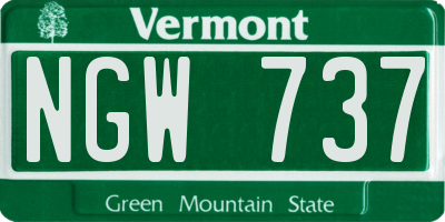 VT license plate NGW737