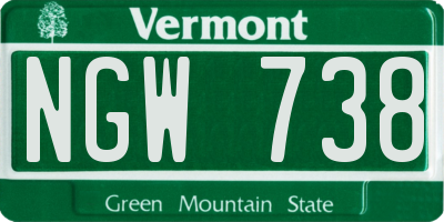 VT license plate NGW738