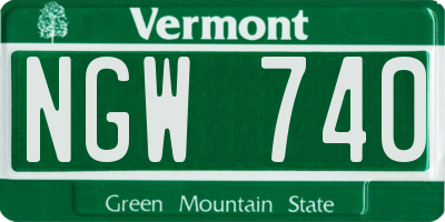 VT license plate NGW740