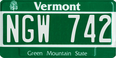VT license plate NGW742
