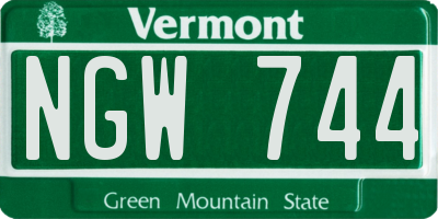 VT license plate NGW744
