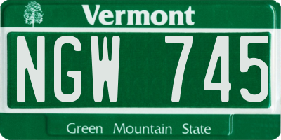 VT license plate NGW745