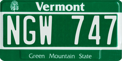 VT license plate NGW747