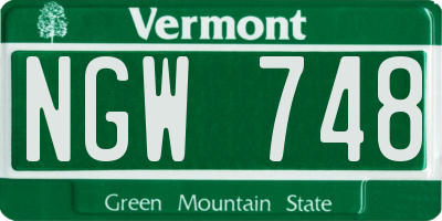 VT license plate NGW748