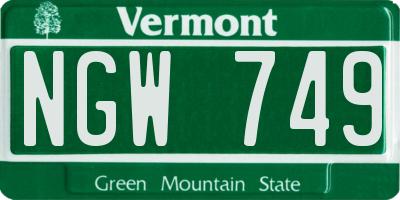 VT license plate NGW749