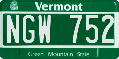 VT license plate NGW752