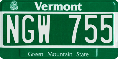 VT license plate NGW755