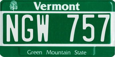 VT license plate NGW757