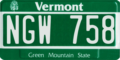 VT license plate NGW758