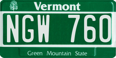 VT license plate NGW760
