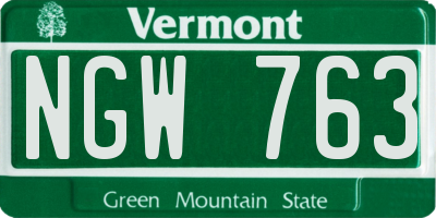 VT license plate NGW763