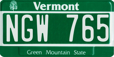 VT license plate NGW765