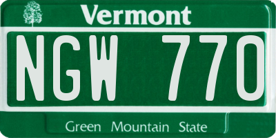VT license plate NGW770