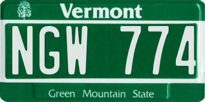 VT license plate NGW774