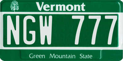 VT license plate NGW777