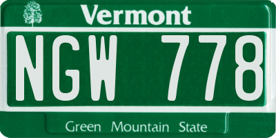 VT license plate NGW778