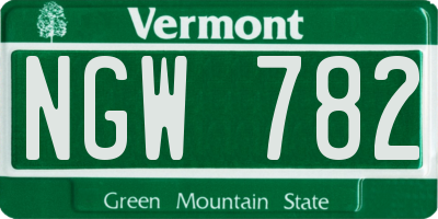 VT license plate NGW782