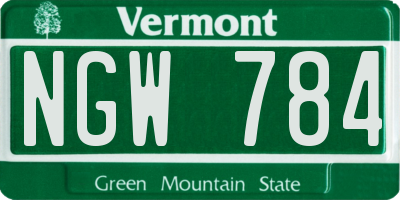 VT license plate NGW784