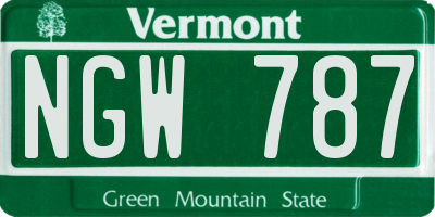 VT license plate NGW787