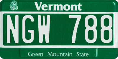 VT license plate NGW788